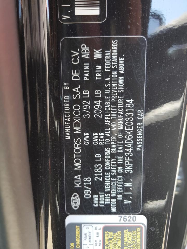 2019 Kia Forte Gt Line VIN: 3KPF34AD6KE033184 Lot: 64411824