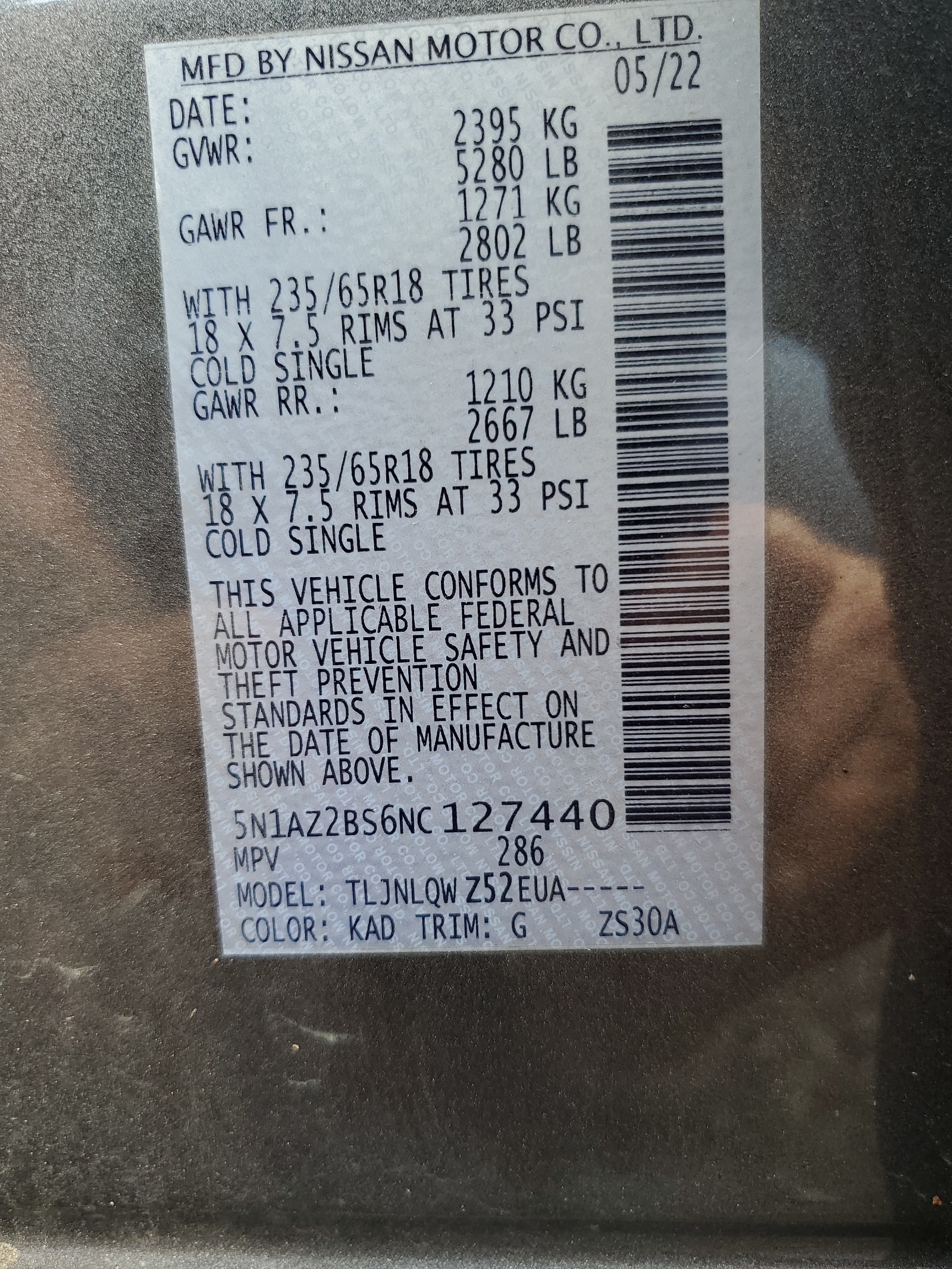 5N1AZ2BS6NC127440 2022 Nissan Murano Sv