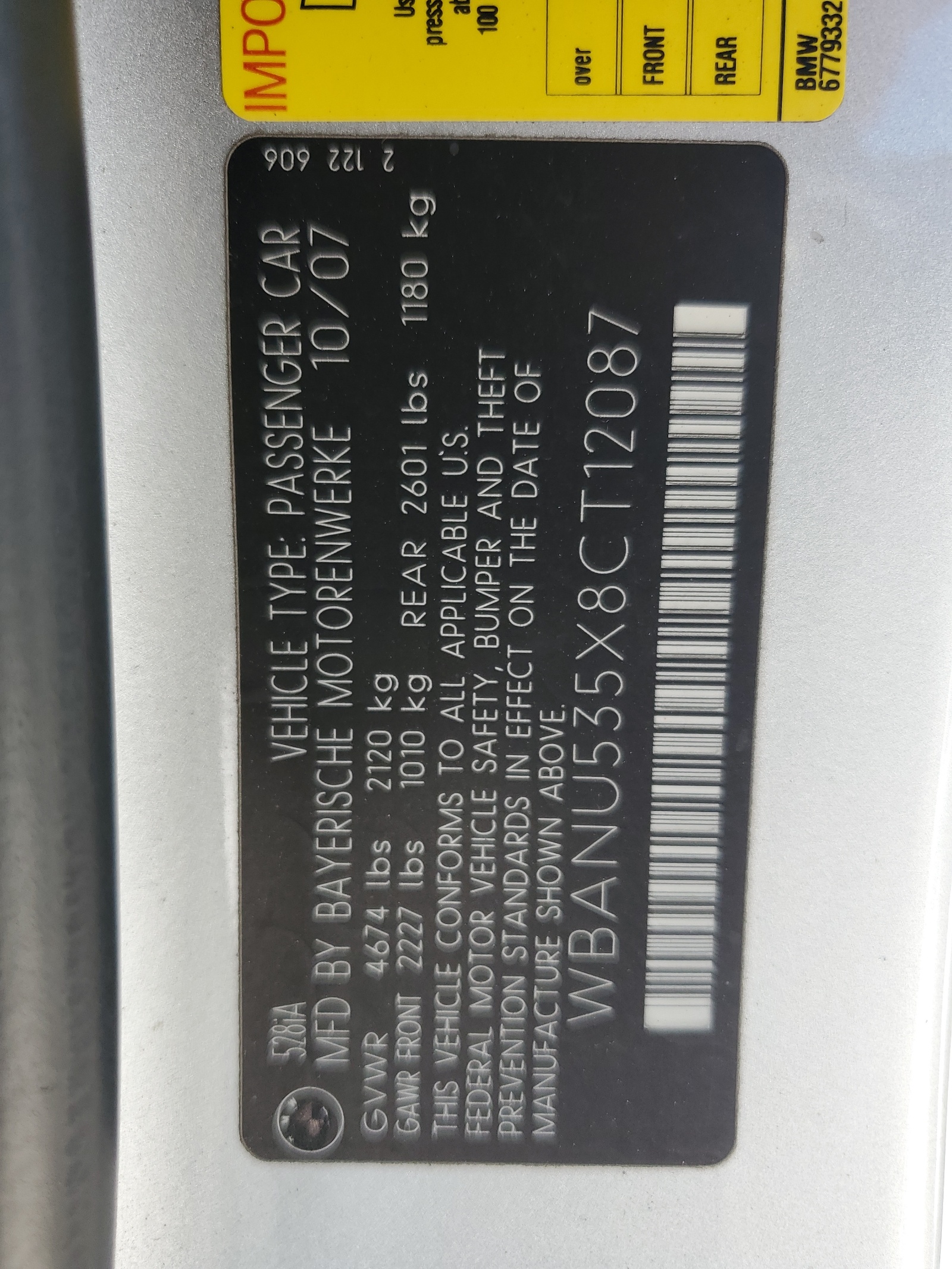 WBANU535X8CT12087 2008 BMW 528 I