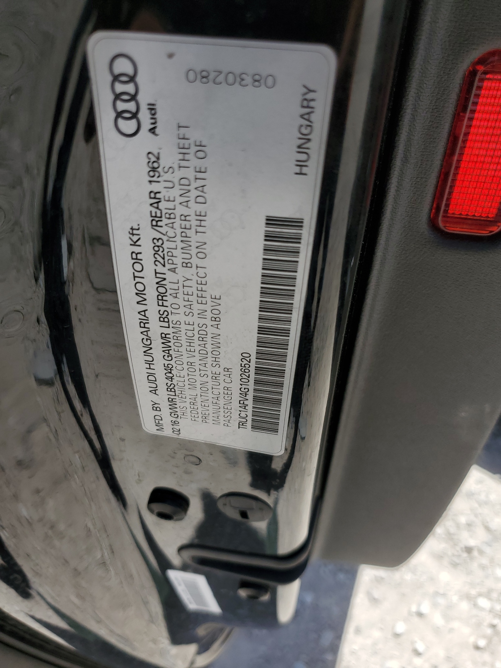 TRUC1AFV4G1026520 2016 Audi Tts