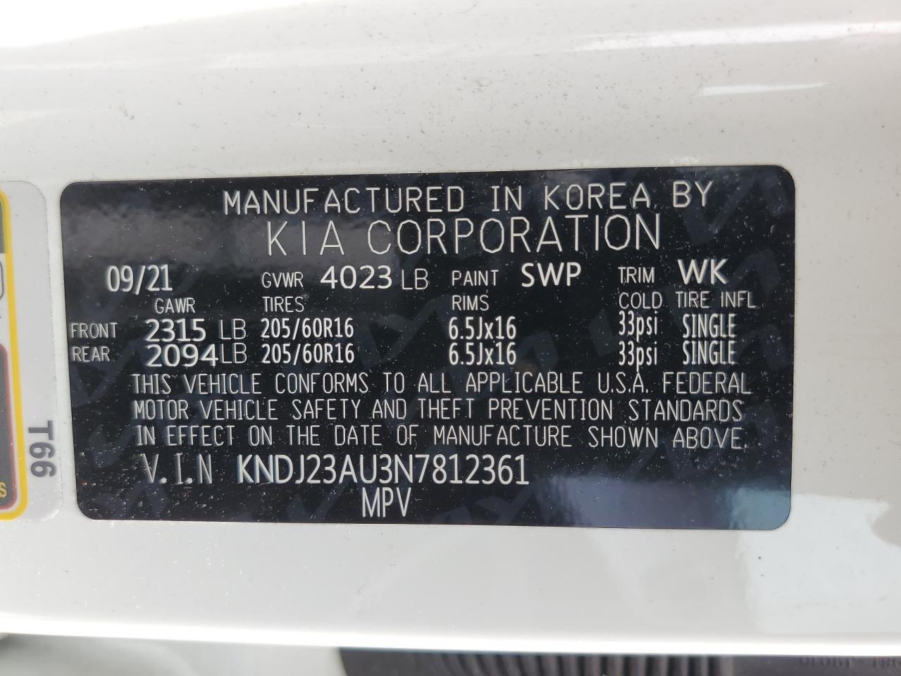 2022 Kia Soul Lx VIN: KNDJ23AU3N7812361 Lot: 69362845