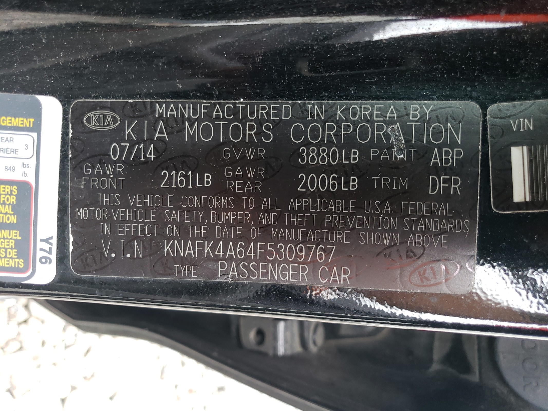 KNAFK4A64F5309767 2015 Kia Forte Lx