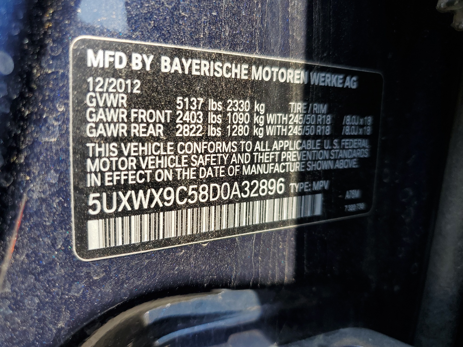 5UXWX9C58D0A32896 2013 BMW X3 xDrive28I