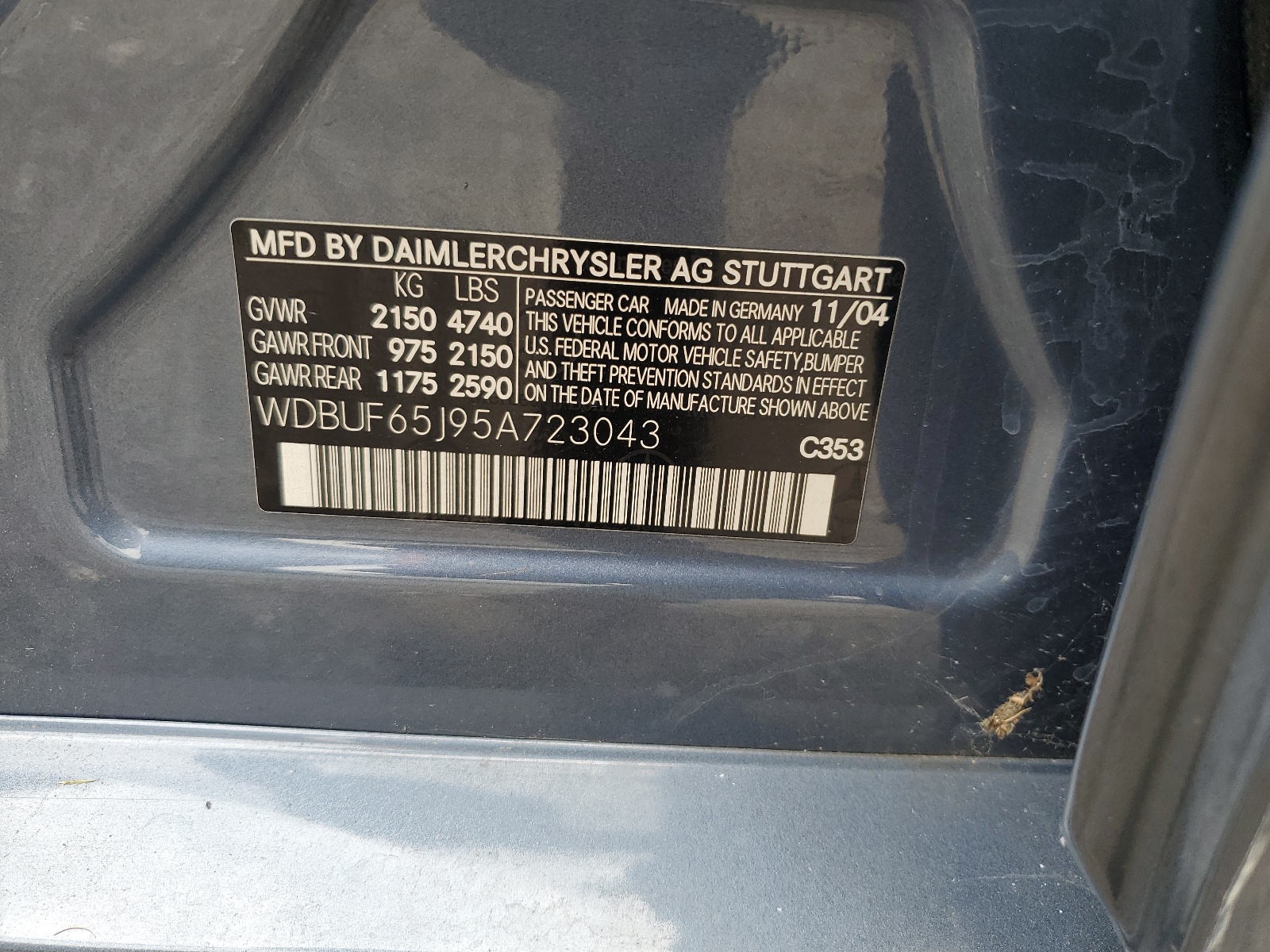 WDBUF65J95A723043 2005 Mercedes-Benz E 320