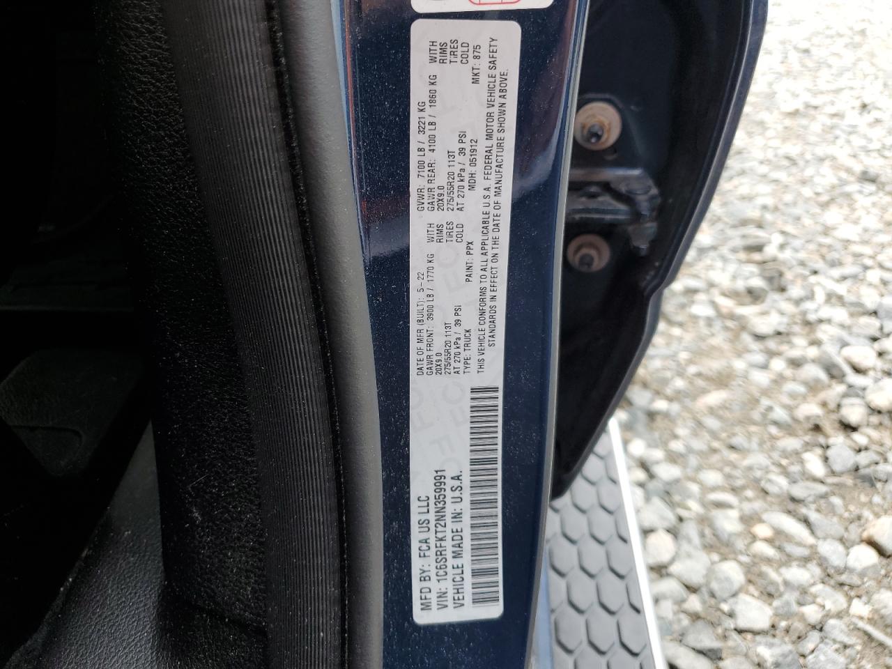 2022 Ram 1500 Longhorn VIN: 1C6SRFKT2NN359991 Lot: 63683514