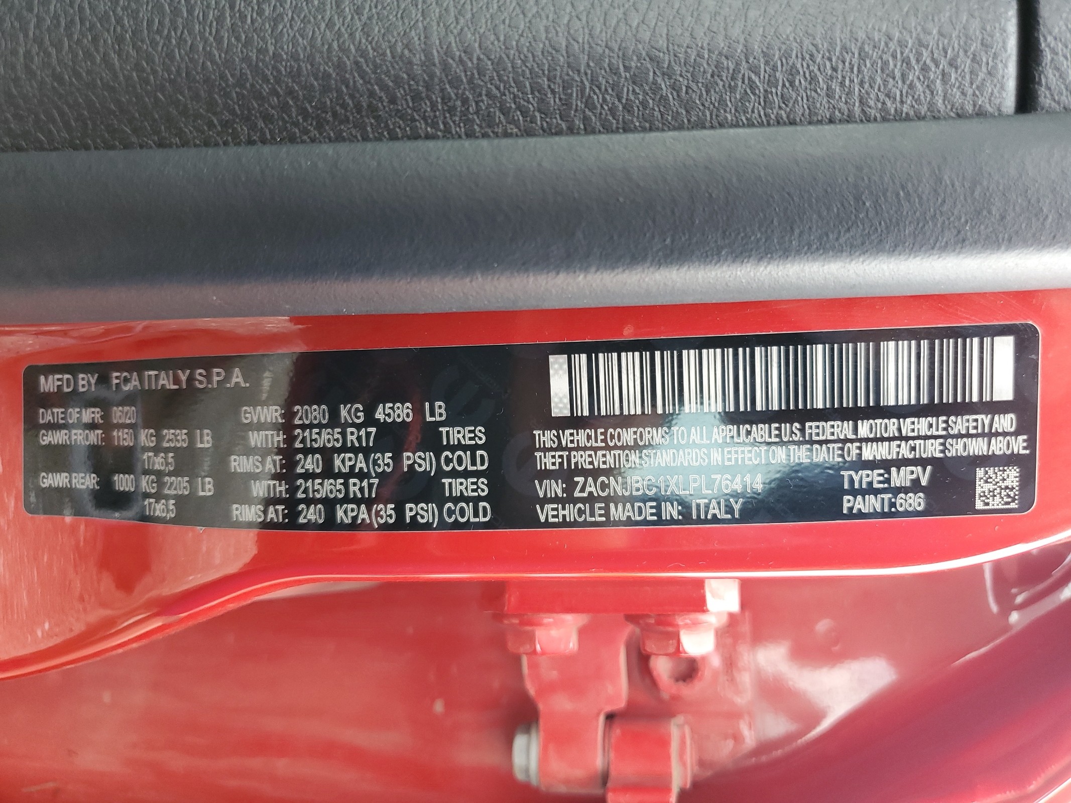 ZACNJBC1XLPL76414 2020 Jeep Renegade Trailhawk