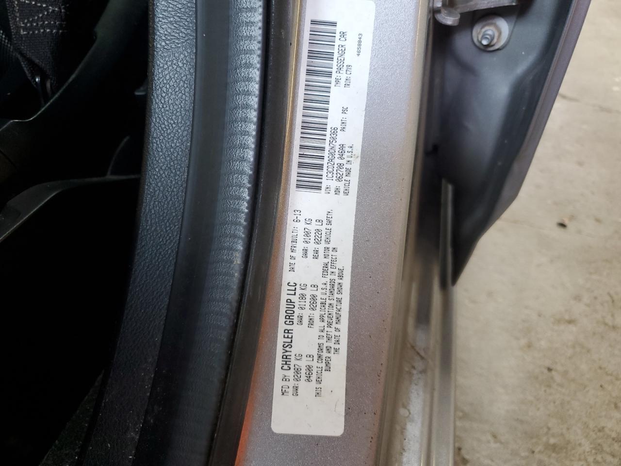 2013 Dodge Avenger Se VIN: 1C3CDZAG0DN750366 Lot: 64570394