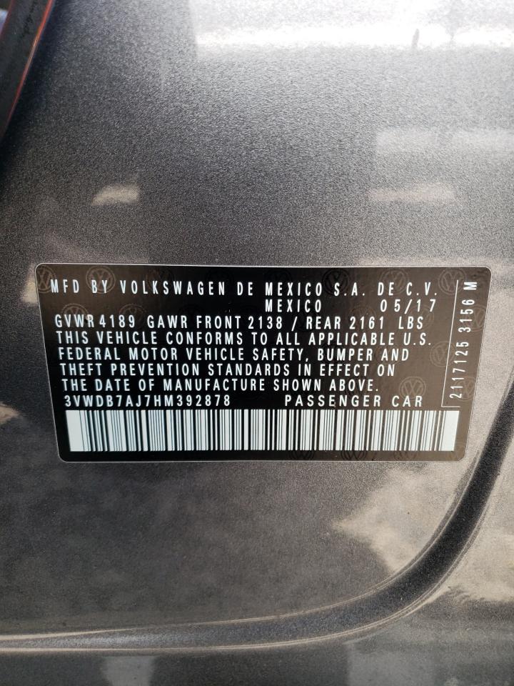 2017 Volkswagen Jetta Se VIN: 3VWDB7AJ7HM392878 Lot: 62482584