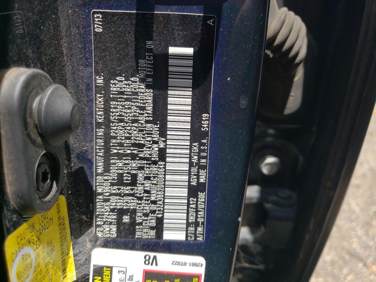 2013 Toyota Venza Le VIN: 4T3ZA3BB2DU080648 Lot: 63617364