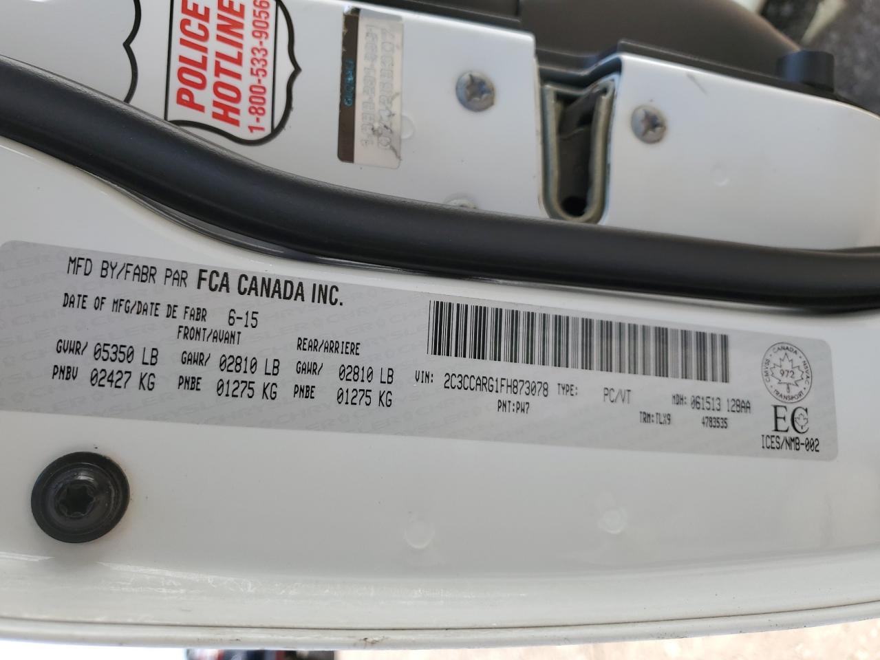 2015 Chrysler 300 Limited VIN: 2C3CCARG1FH873078 Lot: 63781844