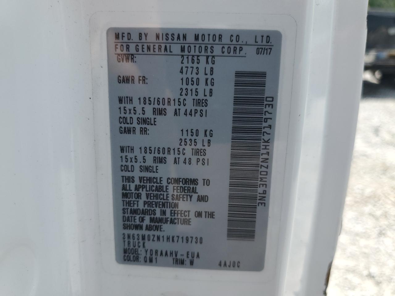 2017 Chevrolet City Express Lt VIN: 3N63M0ZN1HK719730 Lot: 62688244