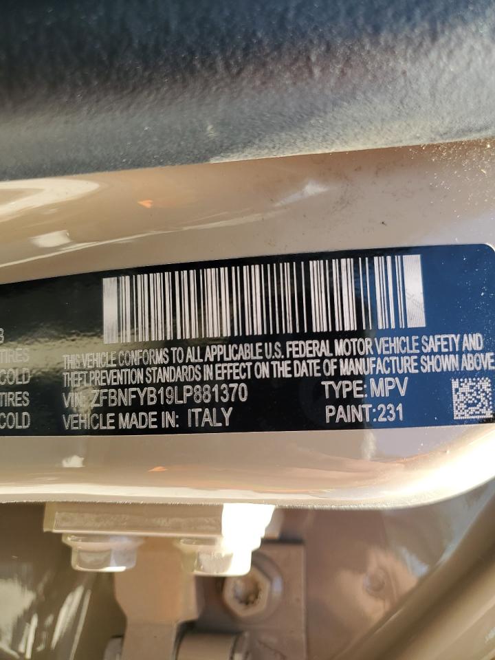 2020 Fiat 500X Trekking VIN: ZFBNFYB19LP881370 Lot: 62750174