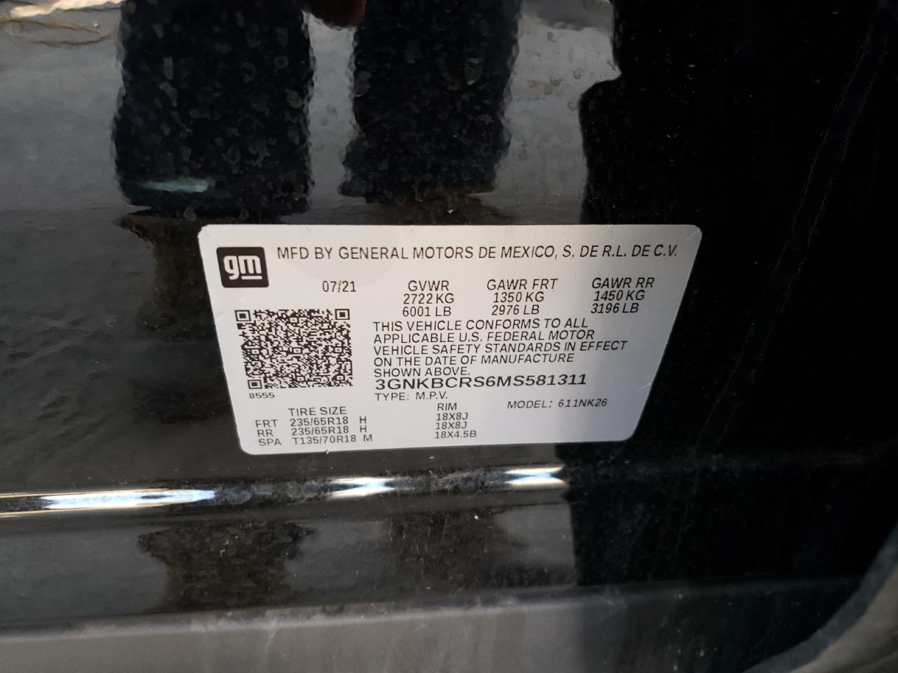 2021 Chevrolet Blazer 2Lt VIN: 3GNKBCRS6MS581311 Lot: 62901314