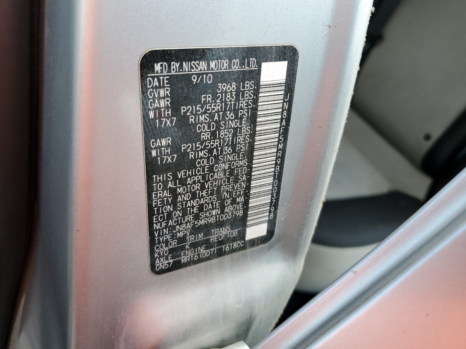 JN8AF5MR9BT003798 2011 Nissan Juke S