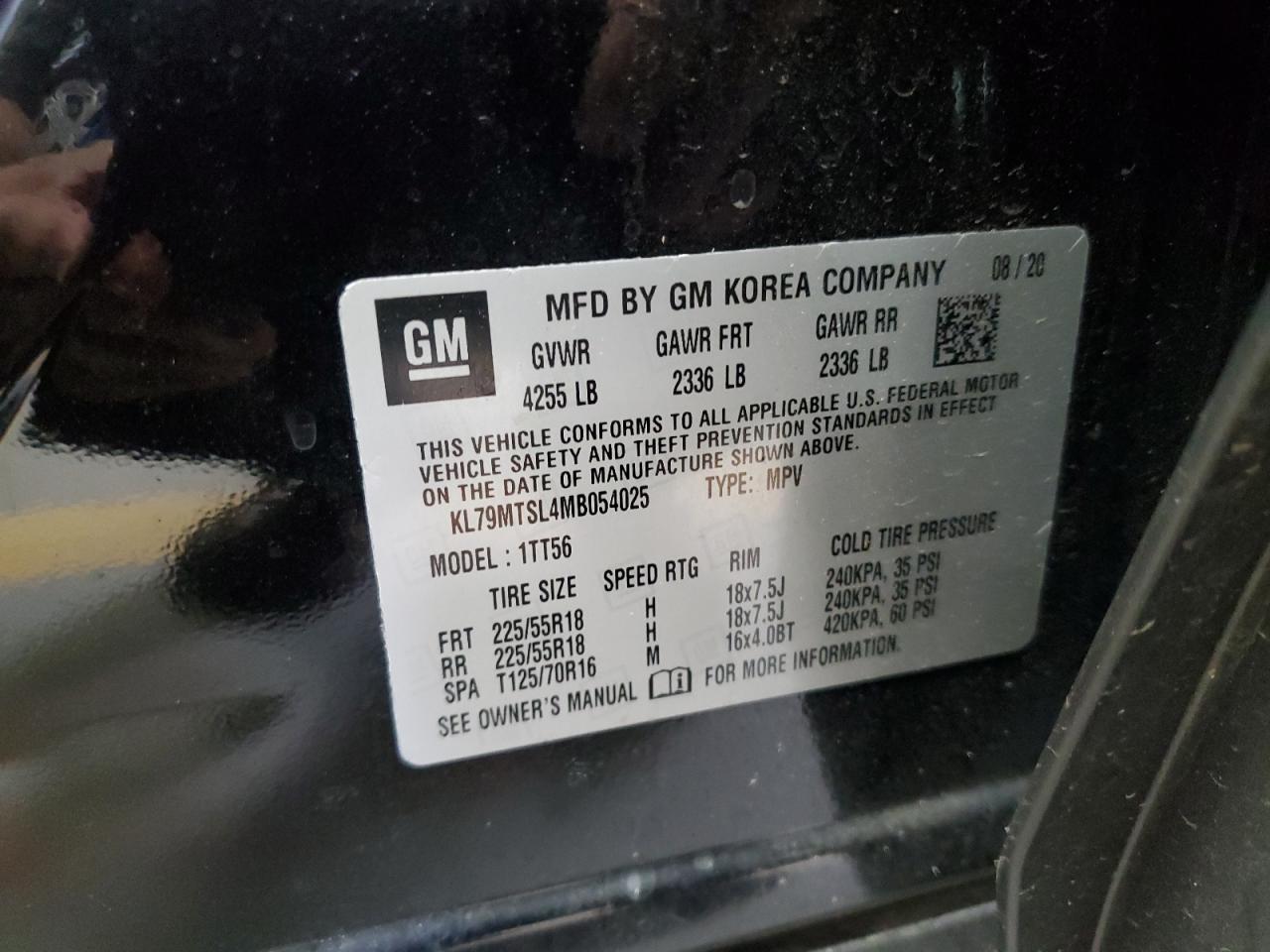 2021 Chevrolet Trailblazer Rs VIN: KL79MTSL4MB054025 Lot: 64189404