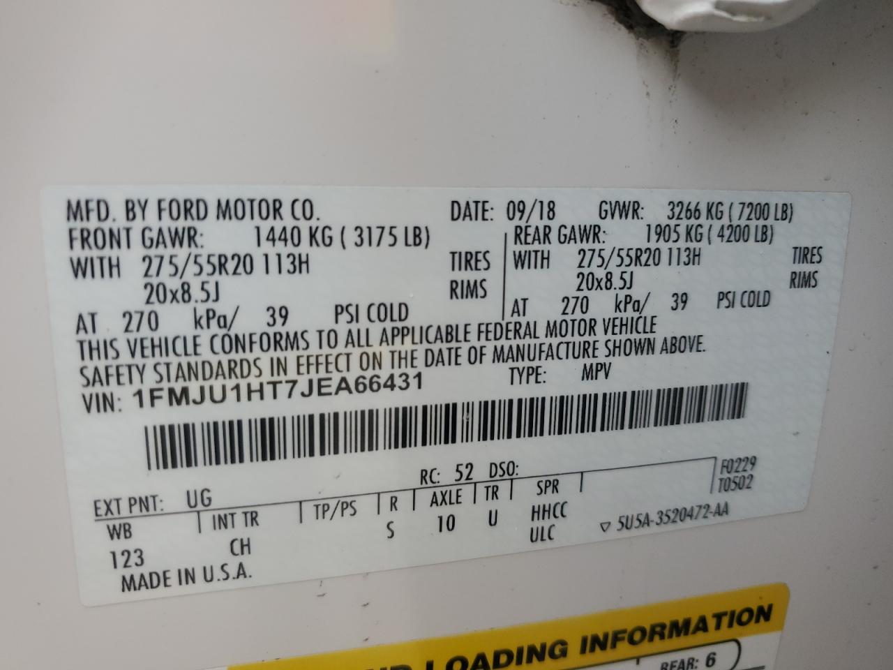 2018 Ford Expedition Xlt VIN: 1FMJU1HT7JEA66431 Lot: 63494374