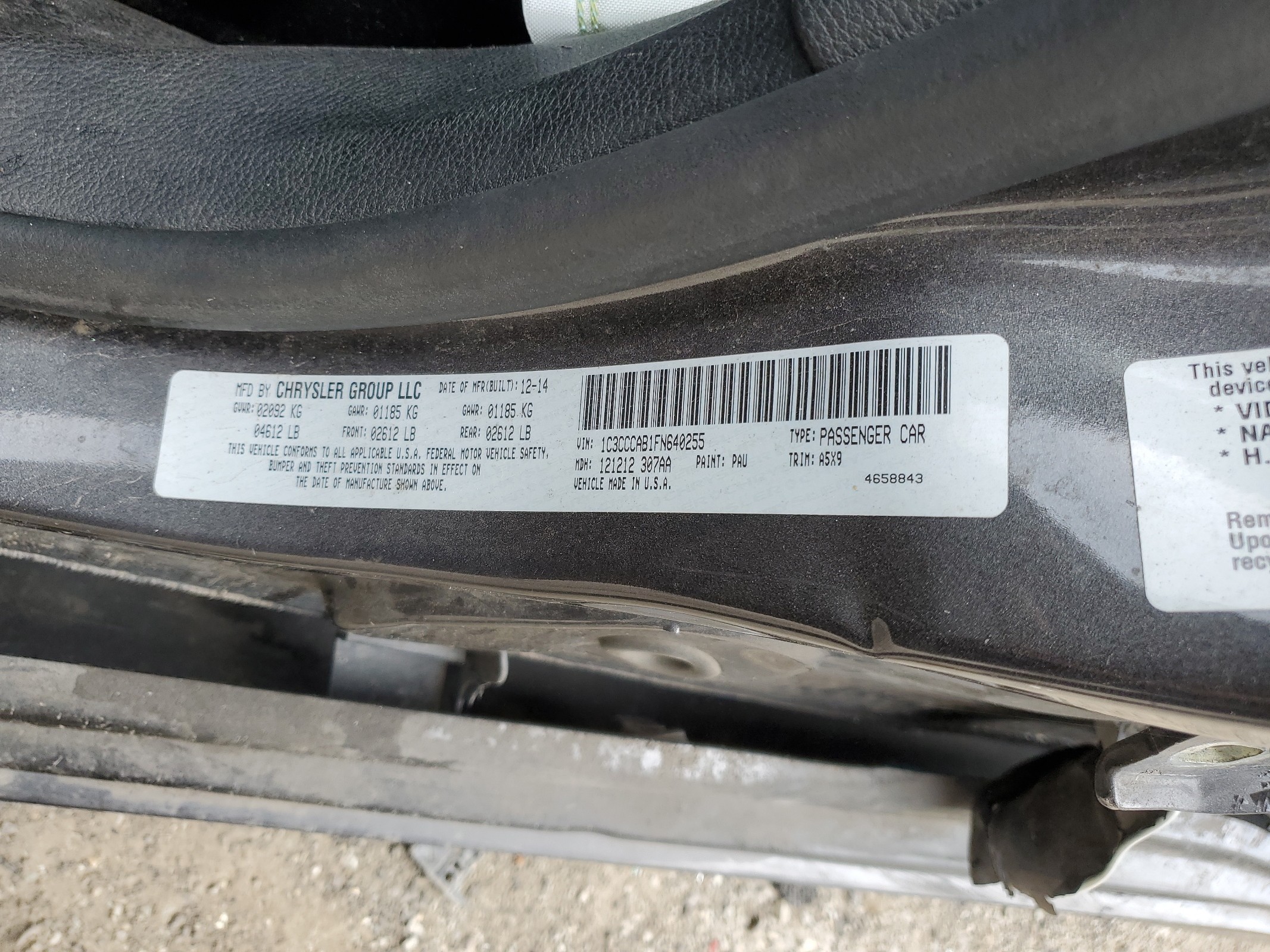 1C3CCCAB1FN640255 2015 Chrysler 200 Limited