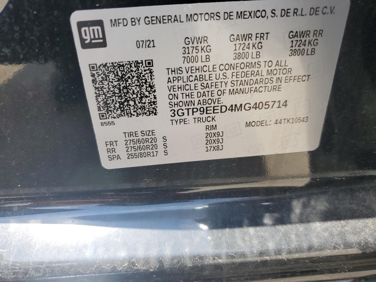 3GTP9EED4MG405714 2021 GMC Sierra K1500 At4