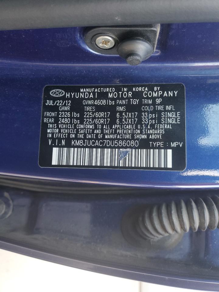 2013 Hyundai Tucson Gls VIN: KM8JUCAC7DU586080 Lot: 64645644