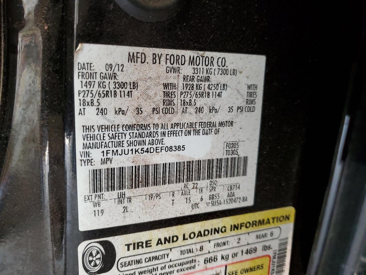 1FMJU1K54DEF08385 2013 Ford Expedition Limited