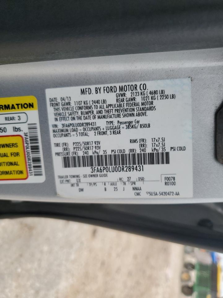 2013 Ford Fusion Se Hybrid VIN: 3FA6P0LU0DR289431 Lot: 63903694