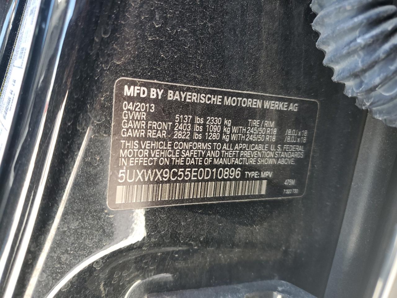 2014 BMW X3 xDrive28I VIN: 5UXWX9C55E0D10896 Lot: 63358834