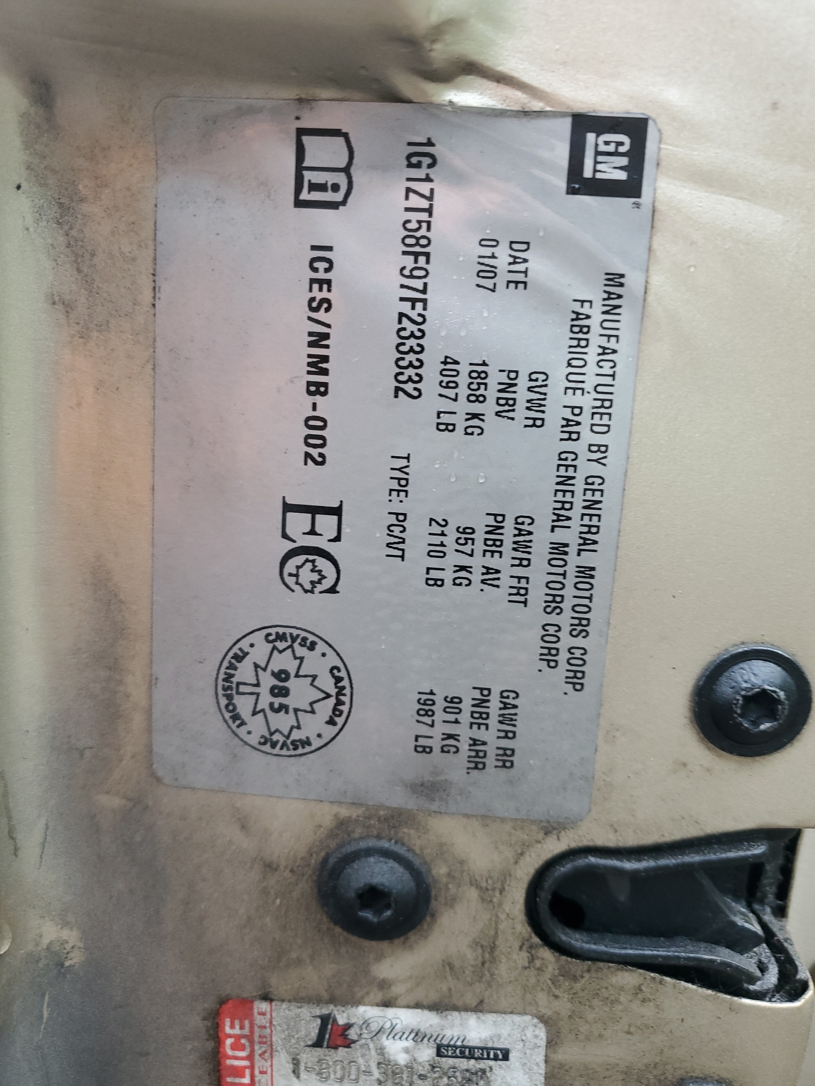 1G1ZT58F97F233332 2007 Chevrolet Malibu Lt