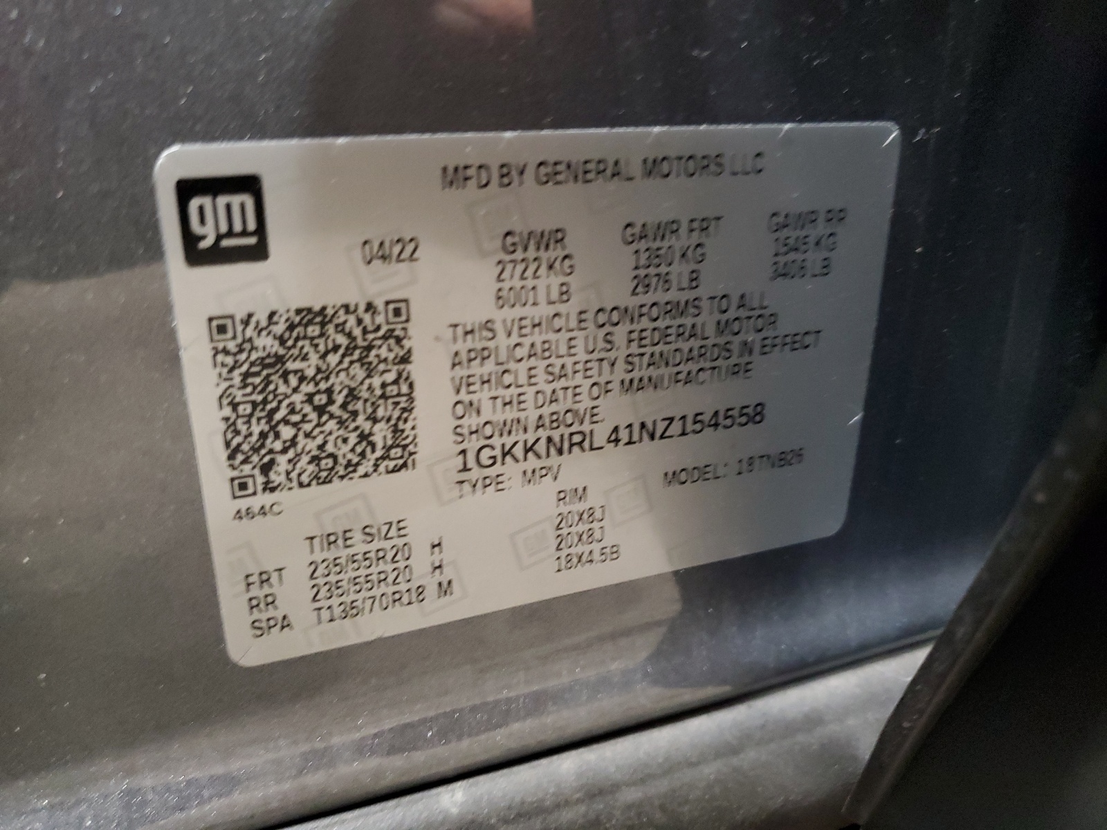 1GKKNRL41NZ154558 2022 GMC Acadia Sle