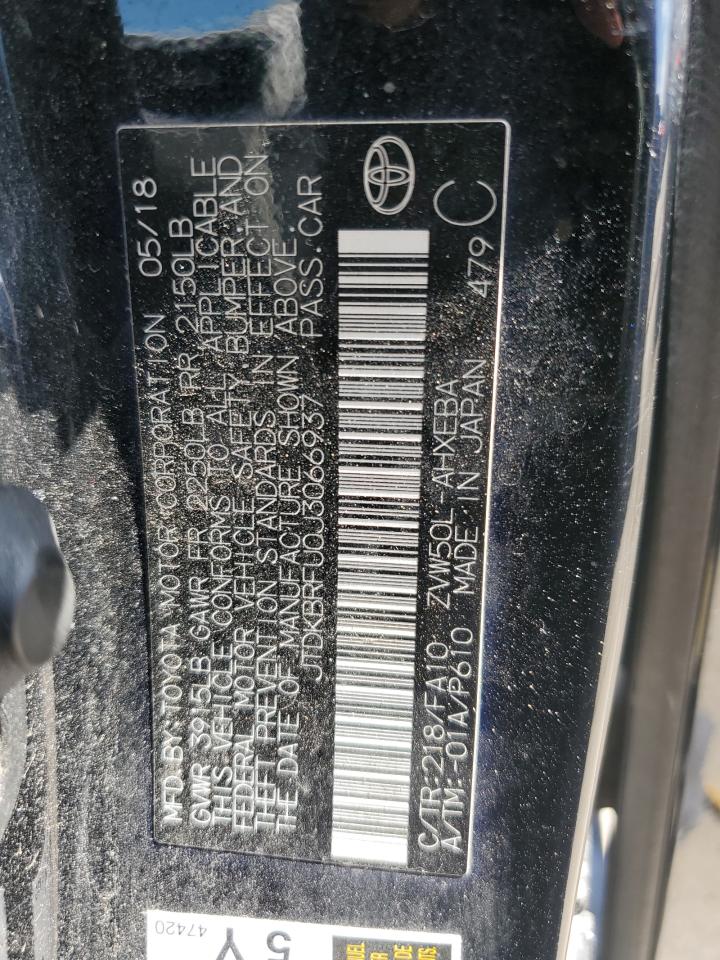 2018 Toyota Prius VIN: JTDKBRFU0J3066937 Lot: 63290574