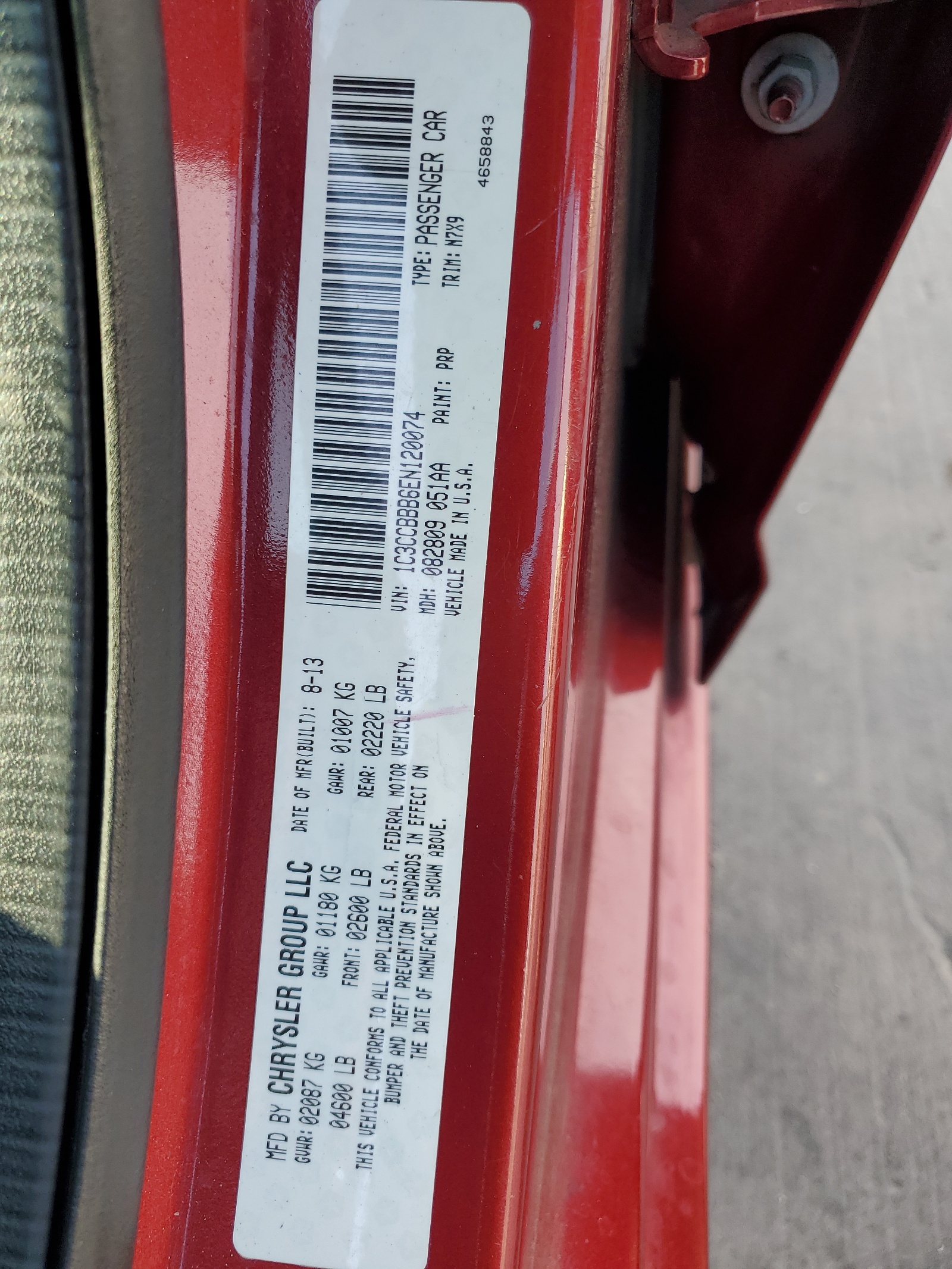 1C3CCBBB6EN120074 2014 Chrysler 200 Touring