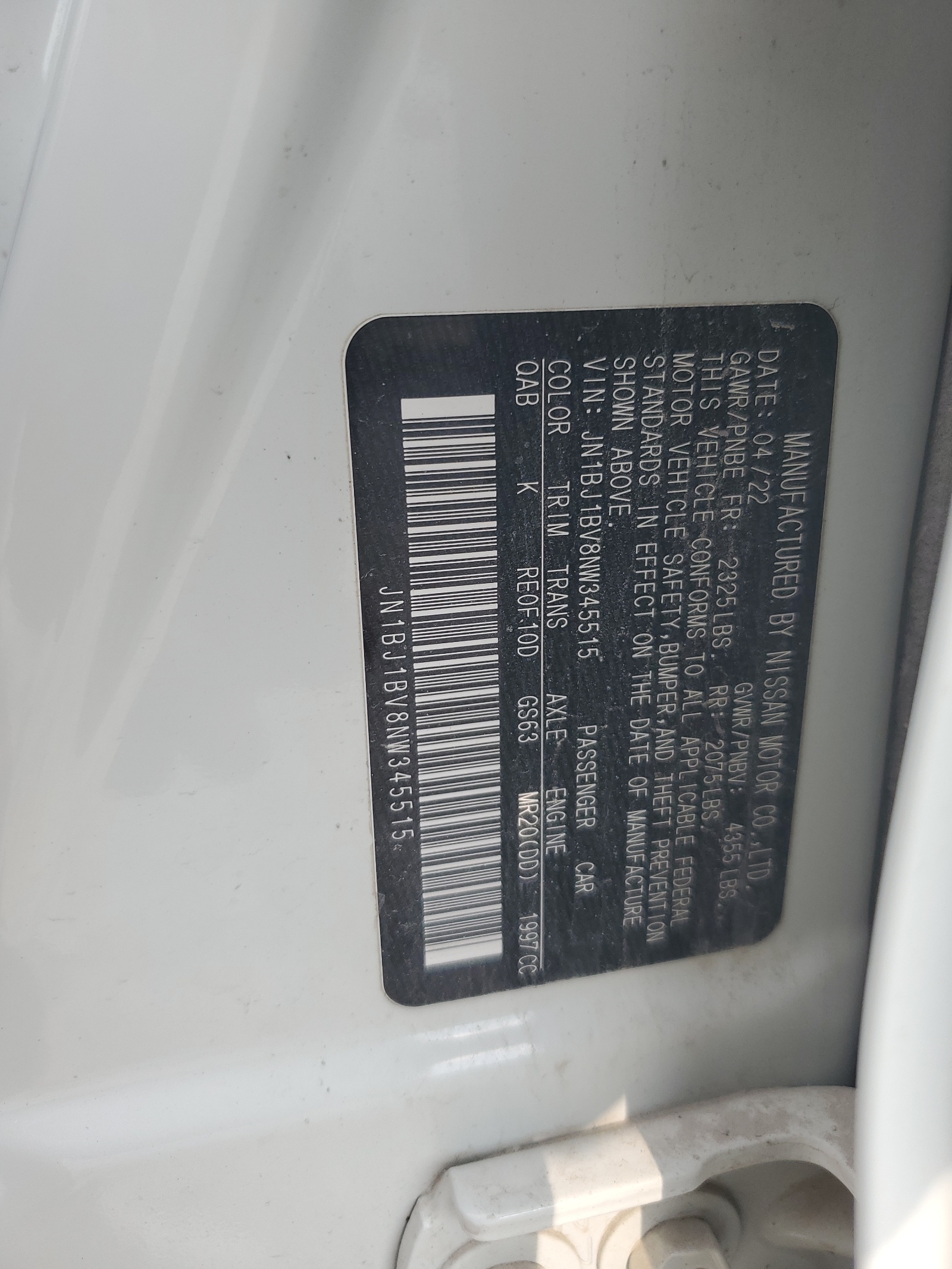 JN1BJ1BV8NW345515 2022 Nissan Rogue Sport Sv