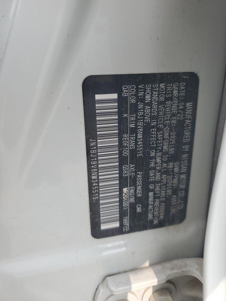 2022 Nissan Rogue Sport Sv VIN: JN1BJ1BV8NW345515 Lot: 63788324