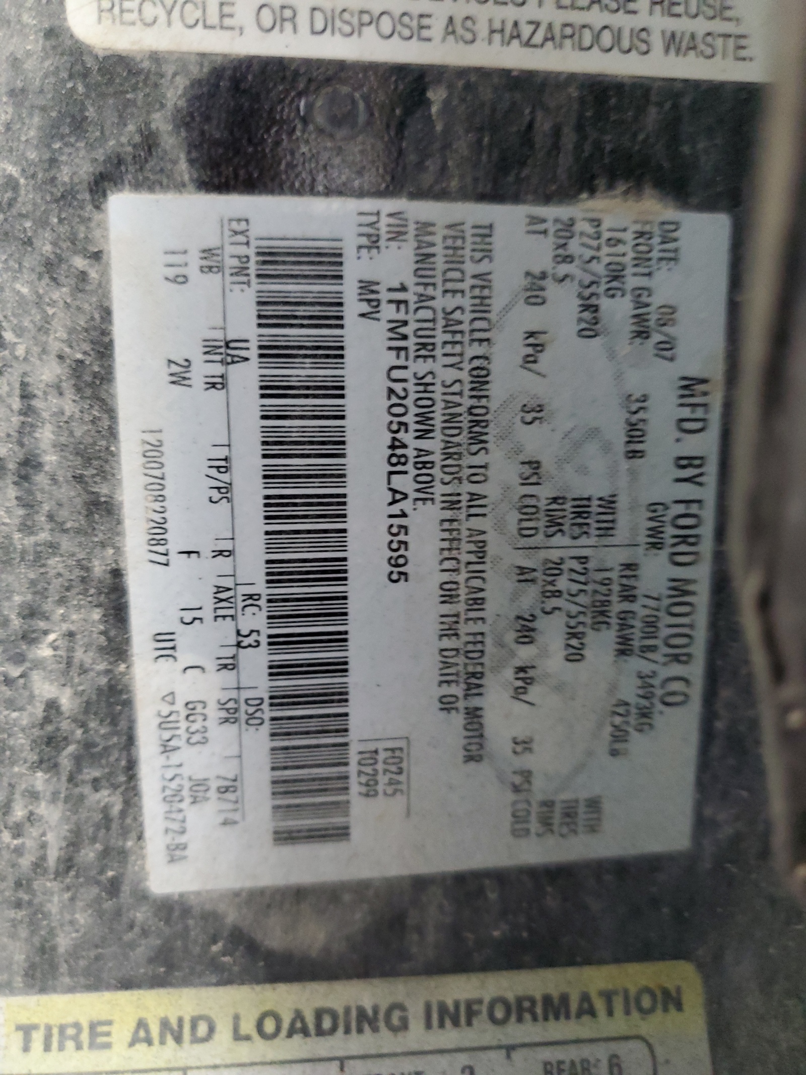 1FMFU20548LA15595 2008 Ford Expedition Limited