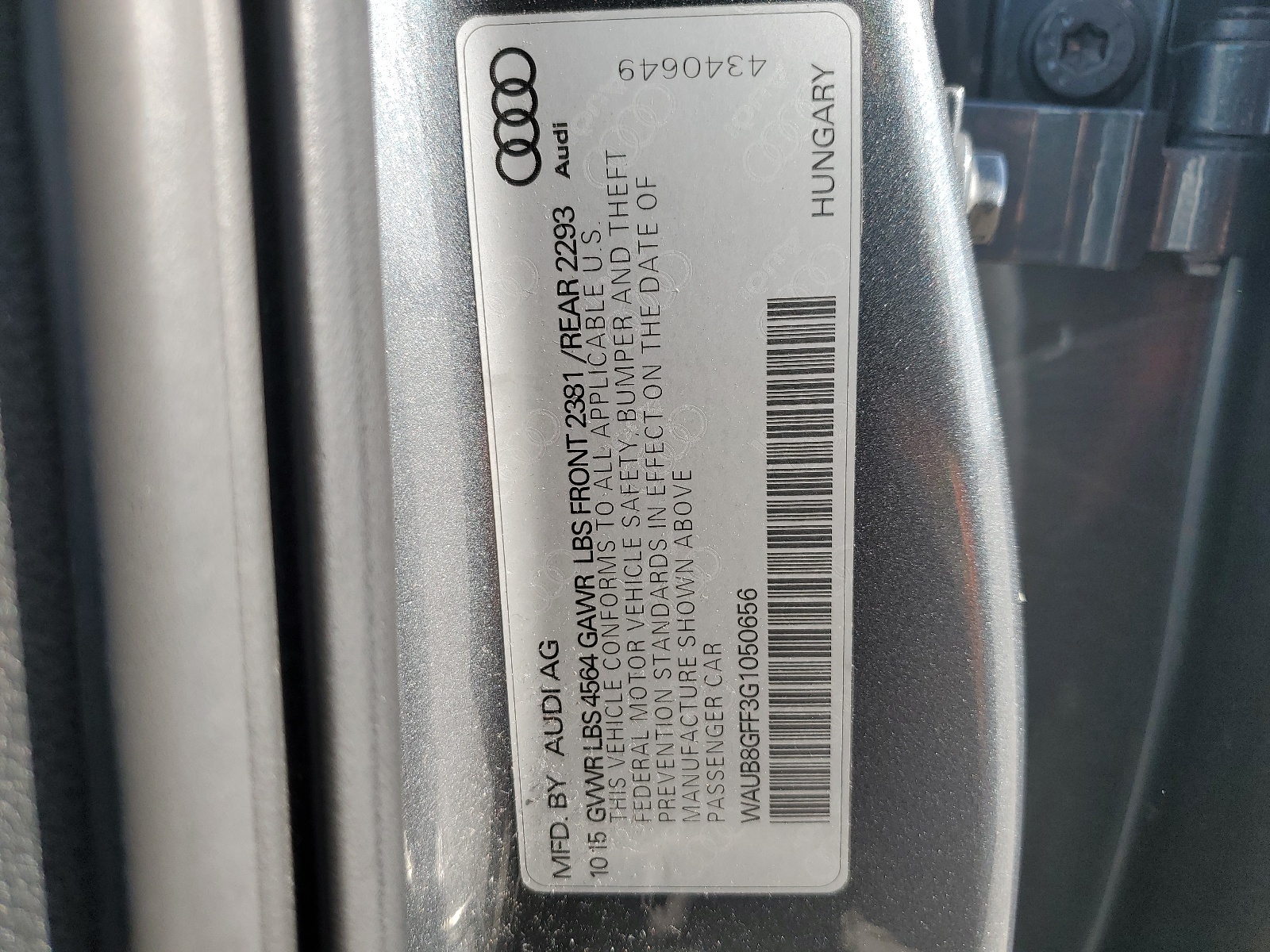 WAUB8GFF3G1050656 2016 Audi A3 Premium