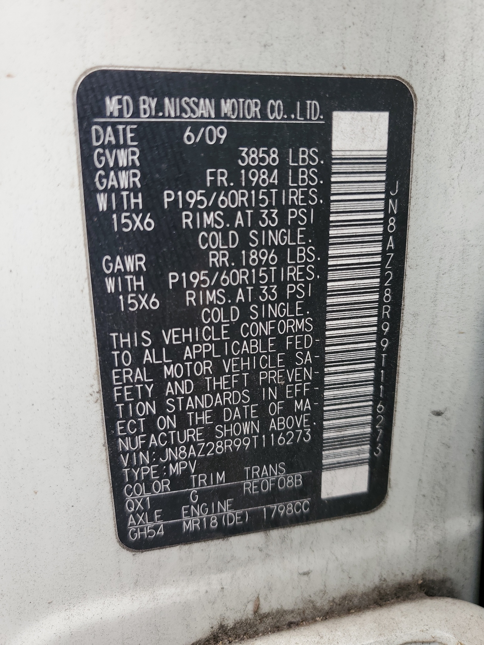 JN8AZ28R99T116273 2009 Nissan Cube Base