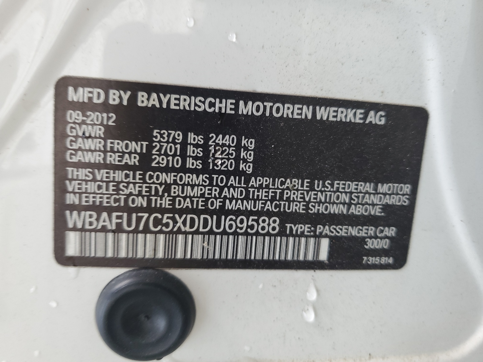 WBAFU7C5XDDU69588 2013 BMW 535 Xi