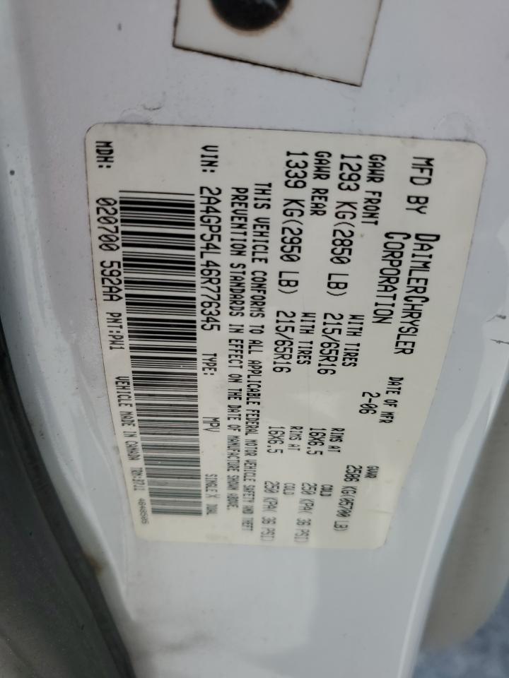 2006 Chrysler Town & Country Touring VIN: 2A4GP54L46R776345 Lot: 65217294