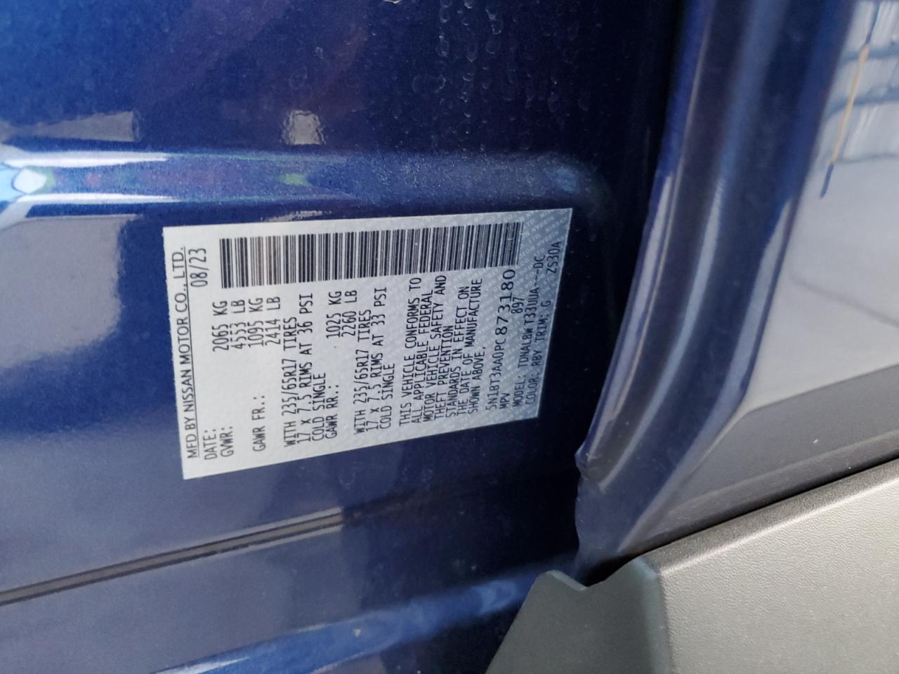 2023 Nissan Rogue S VIN: 5N1BT3AA0PC873180 Lot: 63391994