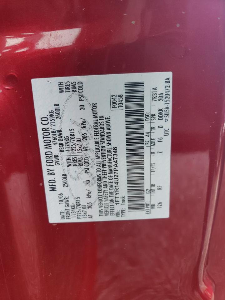 2007 Ford Ranger Super Cab VIN: 1FTYR14U27PA47348 Lot: 63138824