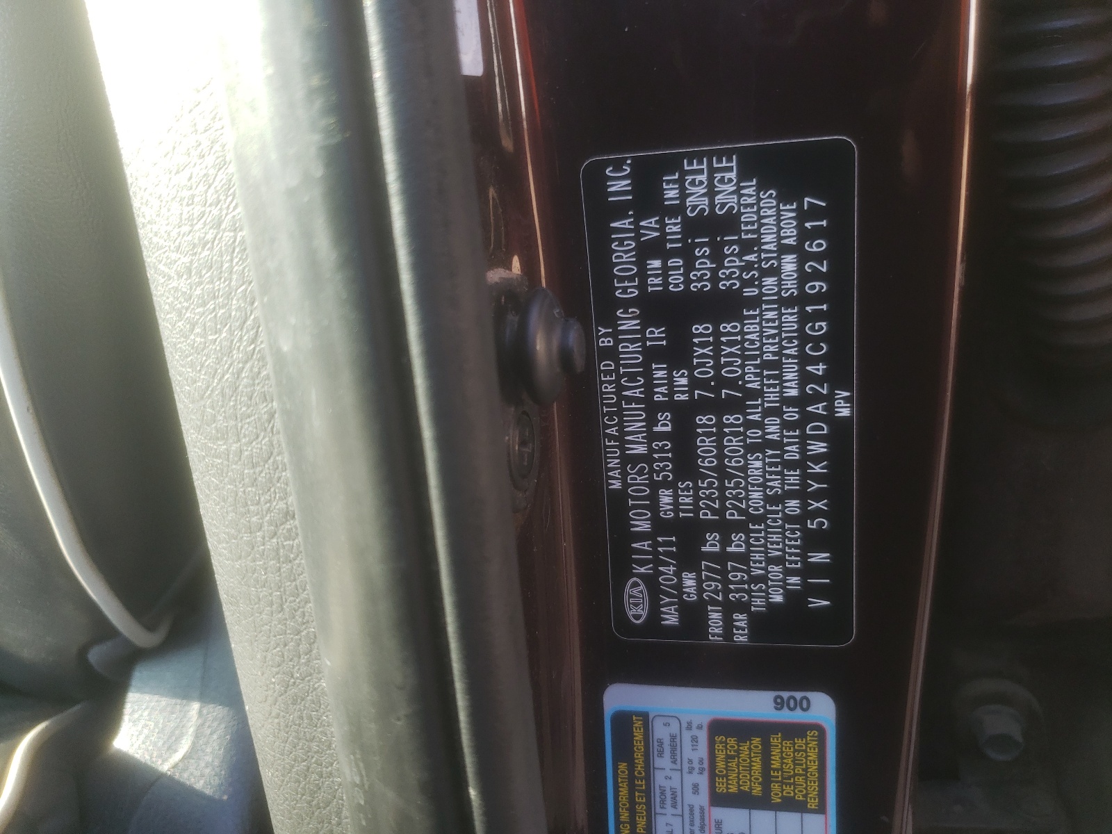 5XYKWDA24CG192617 2012 Kia Sorento Sx