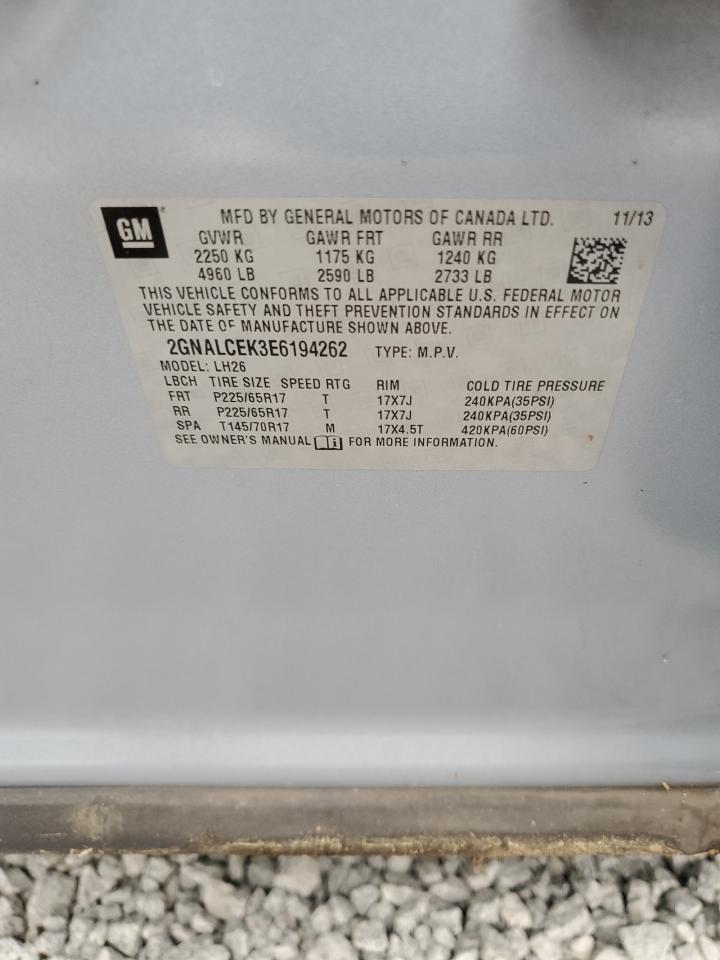 2014 Chevrolet Equinox Lt VIN: 2GNALCEK3E6194262 Lot: 62353154