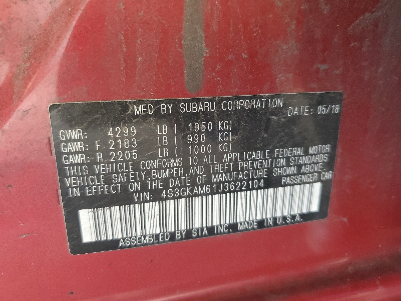 4S3GKAM61J3622104 2018 Subaru Impreza Sport