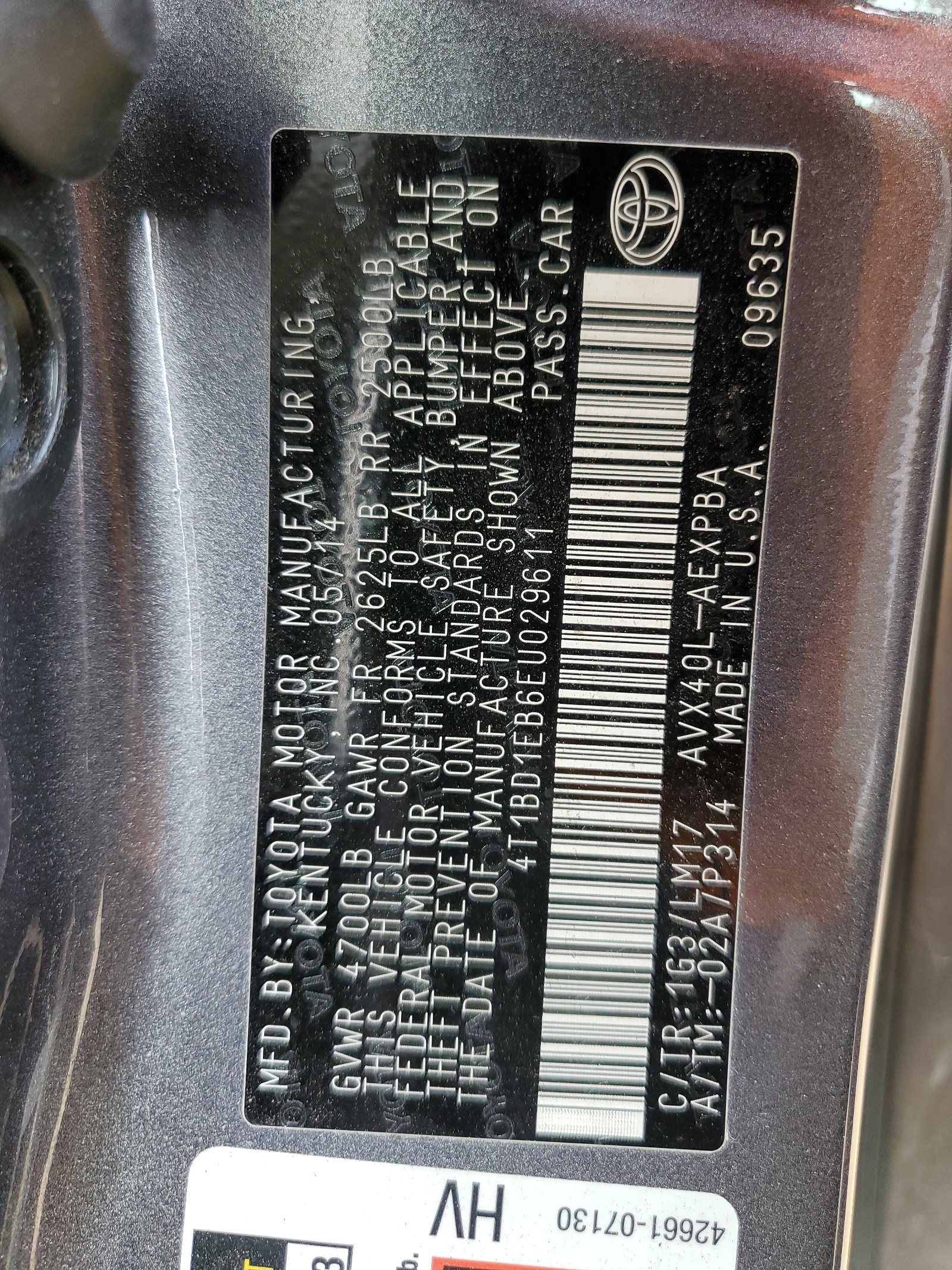 4T1BD1EB6EU029611 2014 Toyota Avalon Hybrid