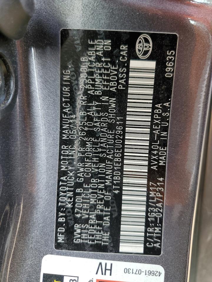 2014 Toyota Avalon Hybrid VIN: 4T1BD1EB6EU029611 Lot: 60486294