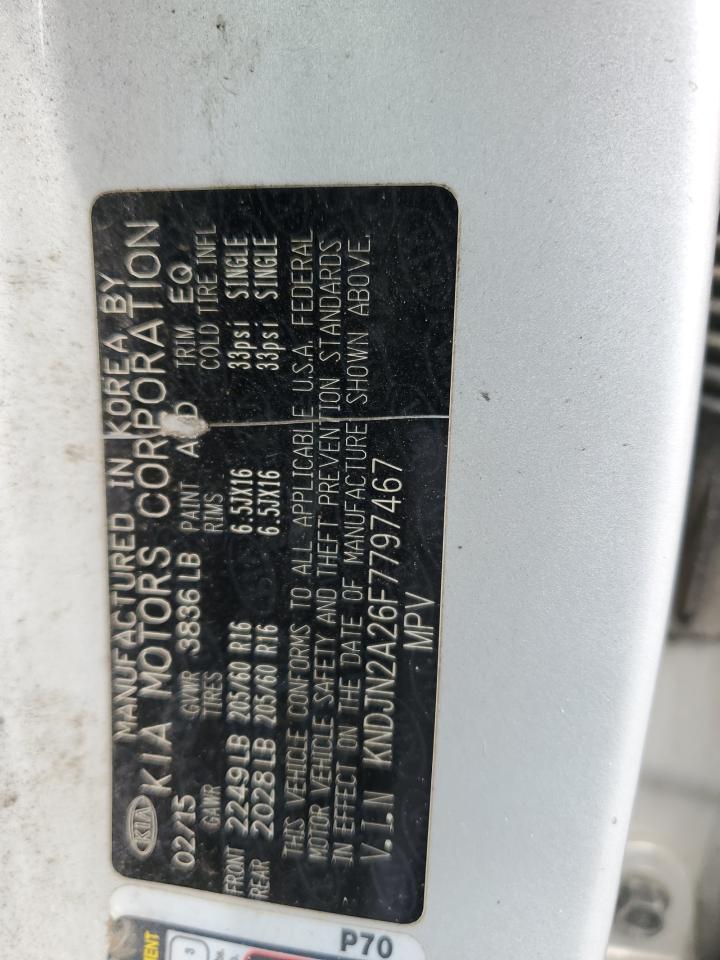 2015 Kia Soul VIN: KNDJN2A26F7797467 Lot: 64698364