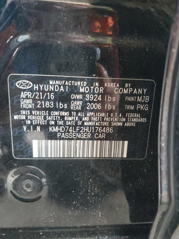 2017 Hyundai Elantra Se VIN: KMHD74LF2HU176486 Lot: 64079274