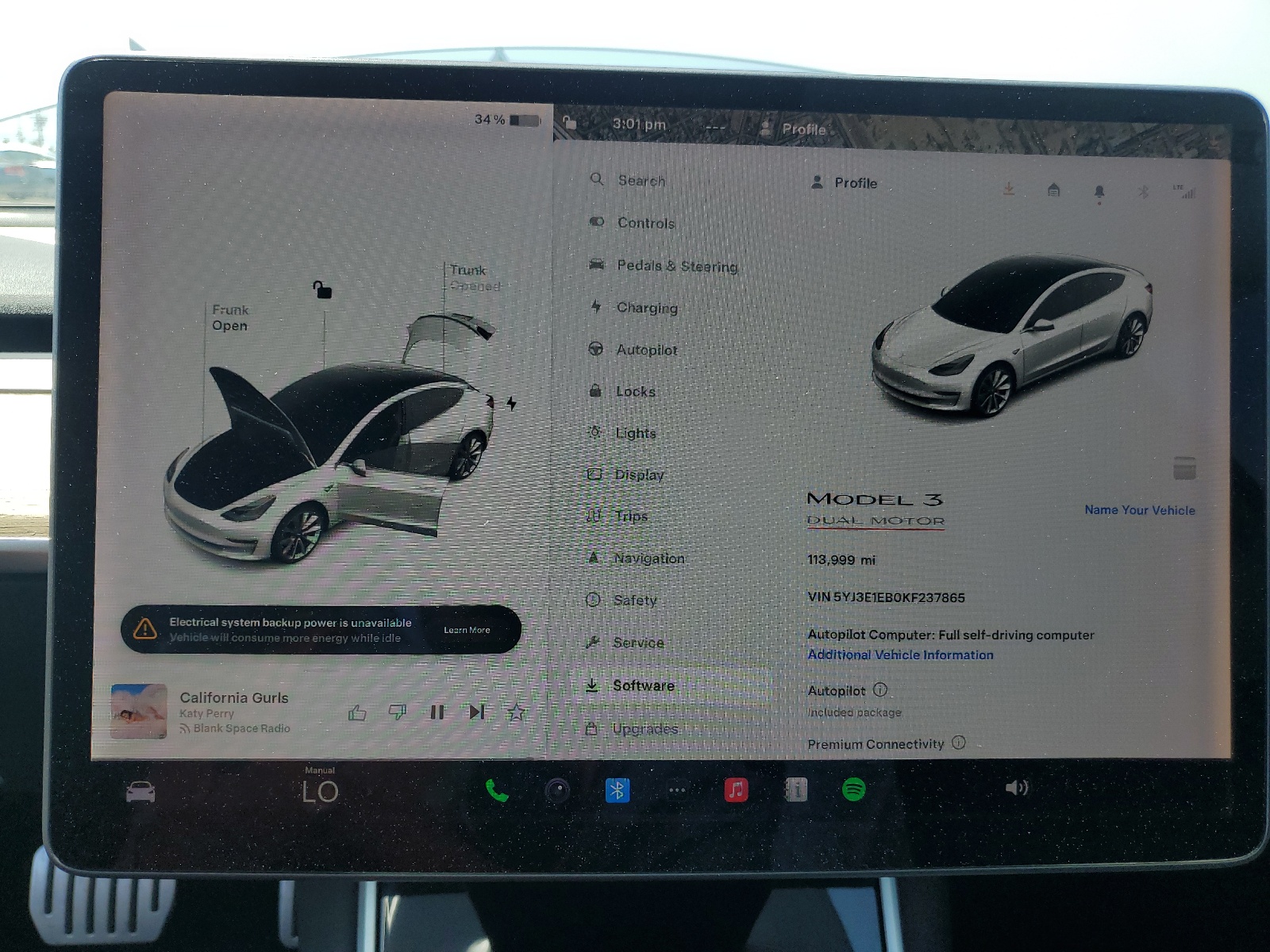 2019 Tesla Model 3 vin: 5YJ3E1EB0KF237865