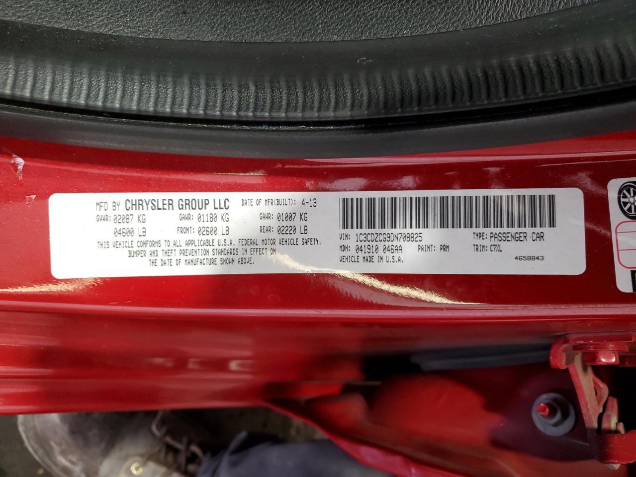 2013 Dodge Avenger Sxt VIN: 1C3CDZCG9DN708825 Lot: 64706304