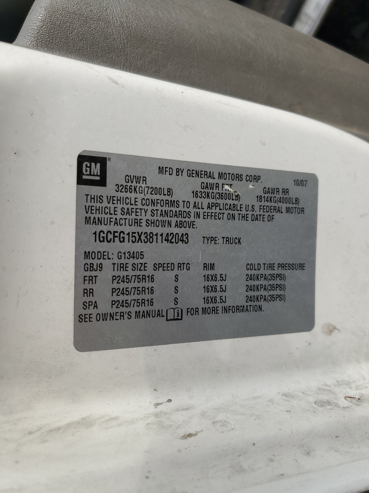 1GCFG15X381142043 2008 Chevrolet Express G1500