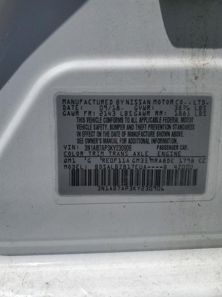 2019 Nissan Sentra S VIN: 3N1AB7AP3KY230906 Lot: 62988844